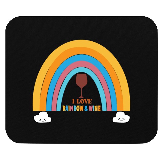 I love rainbow & wine Mouse Pads