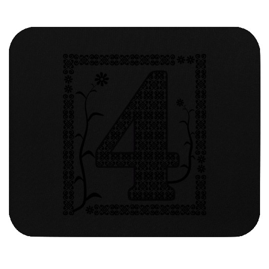 4th floral number artistic Mouse Pads