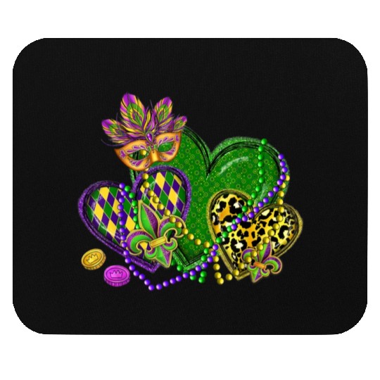 Mardi Gras Hearts Leopard Print Fleur de lis Symbo Mouse Pads