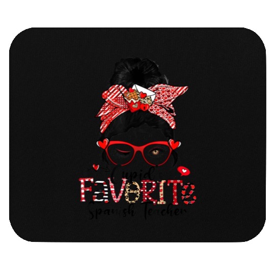 Cupid s Favorite Spanish Teacher Messy Bun Mouse Pads