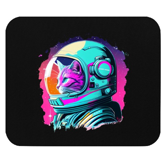 Aesthetic Vaporwave Space Cat 80s 90s Astronaut Mouse Pads