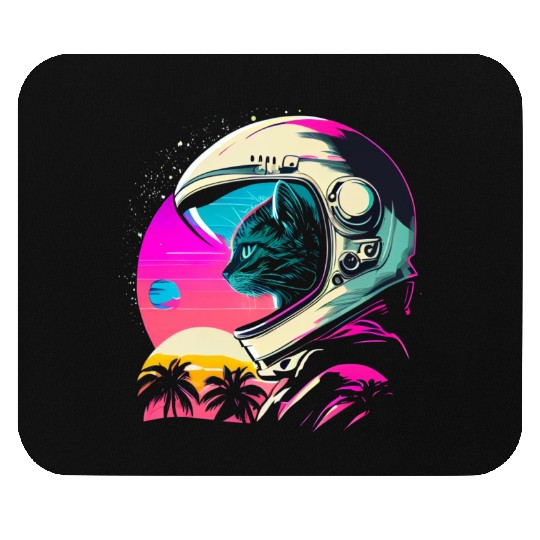 Aesthetic Vaporwave Space Cat 80s 90s Astronaut Mouse Pads