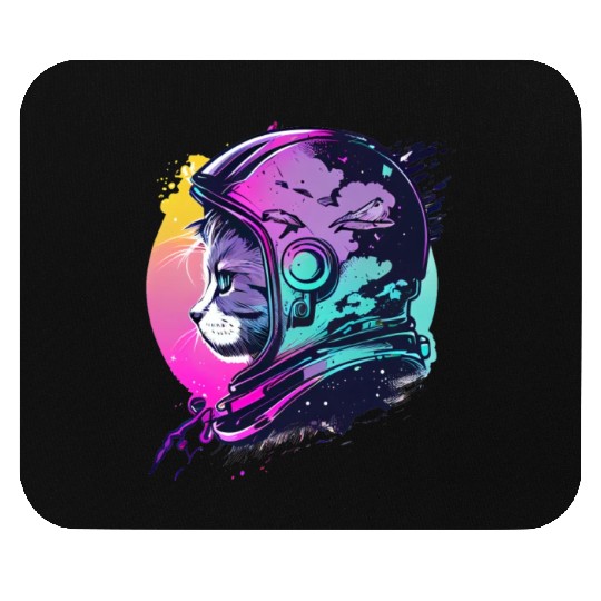 Aesthetic Vaporwave Space Cat 80s 90s Astronaut Mouse Pads