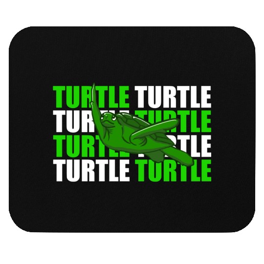 Turtle illustration green Mouse Pads