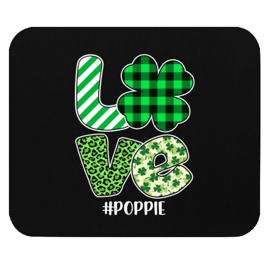 Love Poppie Green Plaid Leopard Shamrock Mouse Pads