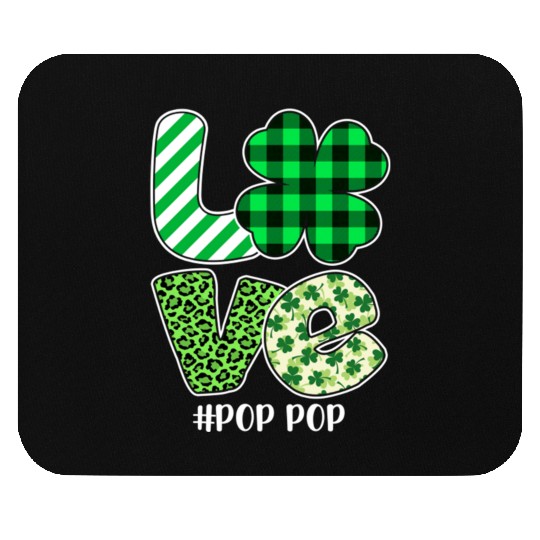 Love Pop Pop Green Plaid Leopard Shamrock Mouse Pads
