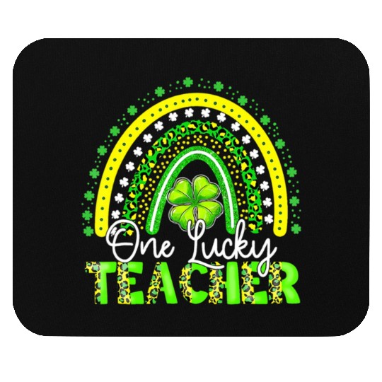 Rainbow Leopard One Lucky Teacher St Patricks Day Mouse Pads