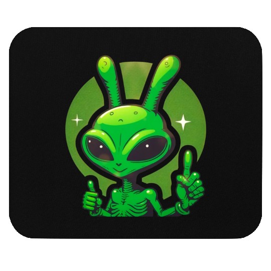 Happy green Alien Mouse Pads