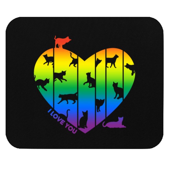 Rainbow Heart and Funny Cats. Cats are in my Heart Mouse Pads