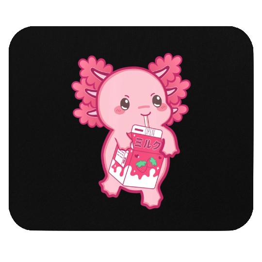 Kawaii Axolotl Strawberry Milk Teen Girl Kids Japa Mouse Pads
