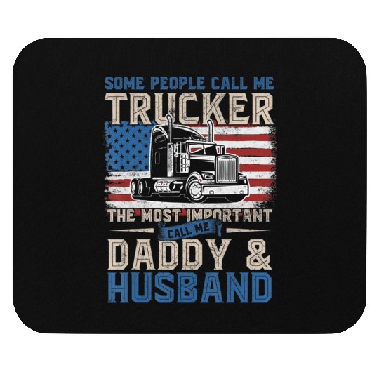 Truck Driver Gift Trucker Daddy Husband US Flag Mouse Pads