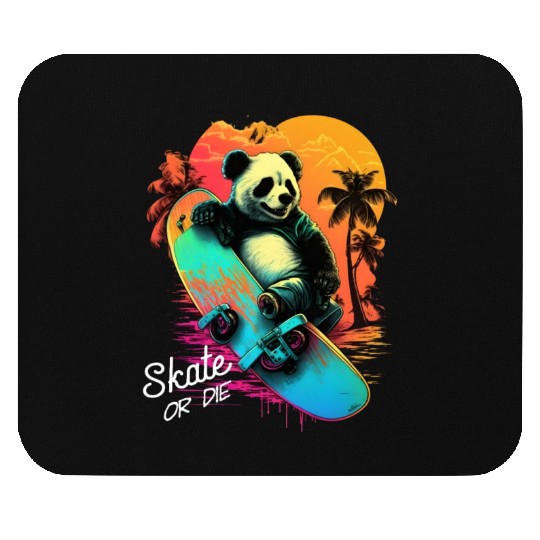 Cool Retro Panda Skateboard Neon Gift Mouse Pads