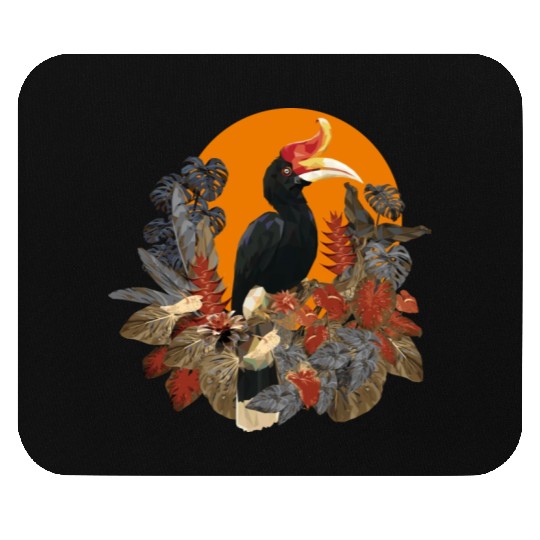 Low Polygonal Of Rhinoceros Hornbill Birds Mouse Pads
