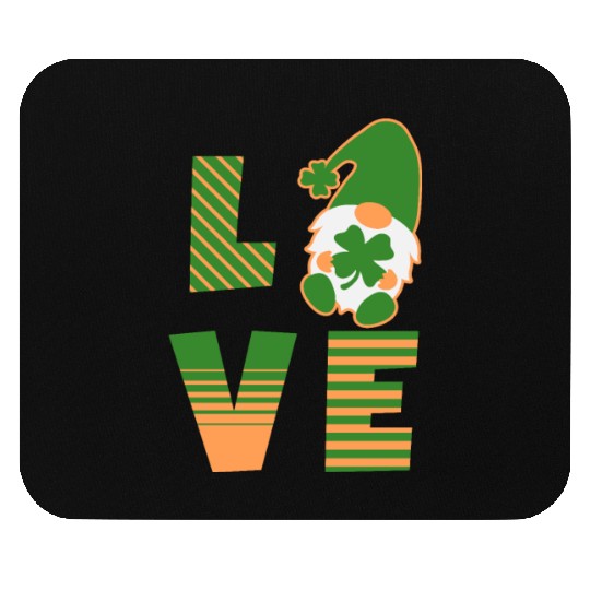 Gnome St Patricks Day Woman Love, Lucky Clover Mouse Pads