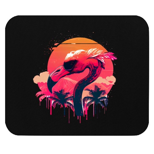 Retro Sunset Pink Flamingo Summer Design Flamingo Mouse Pads