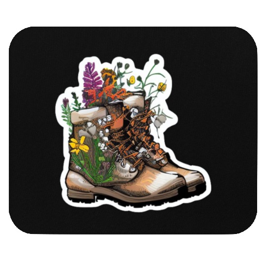 Wildflower Hiking Boot: Find Your Path! Mouse Pads