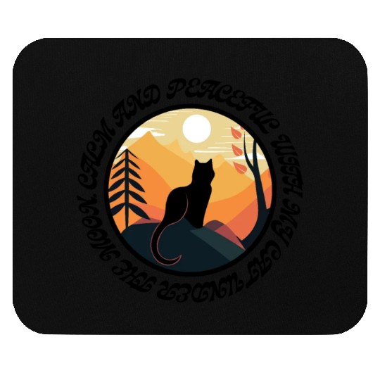 Calm and peaceful with my cat under the moon Mouse Pads