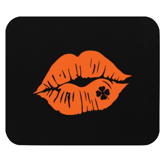 Shamrock Lips, Orange Clover, Kiss Me, St Patricks Mouse Pads