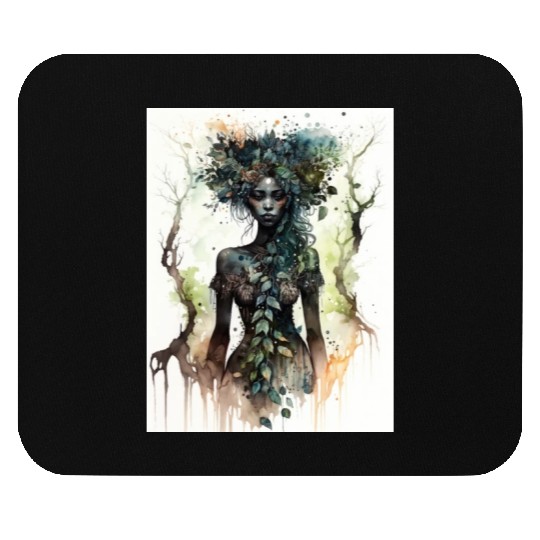 Black Nature Goddess - African American, Woodland Mouse Pads
