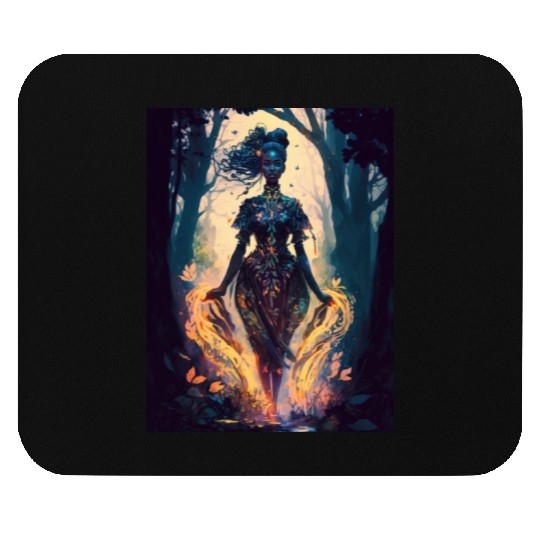 Black Nature Goddess - African American, Woodland Mouse Pads