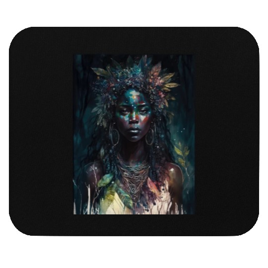 Black Nature Goddess - African American, Woodland Mouse Pads
