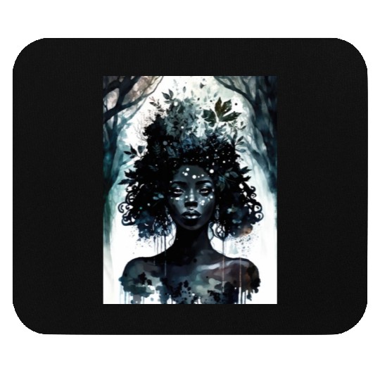 Black Nature Goddess - African American, Woodland Mouse Pads