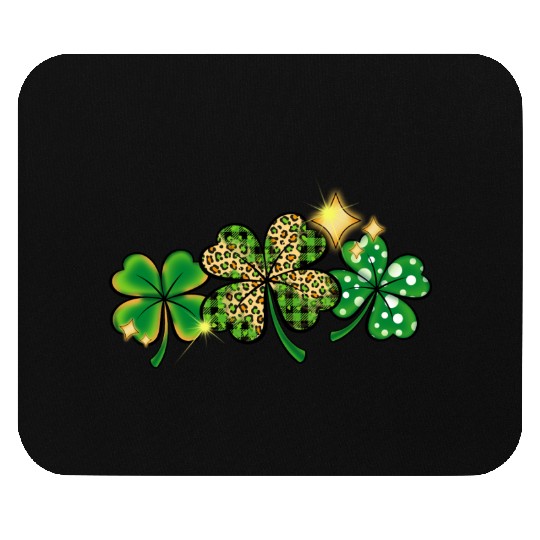Happy Patricks Day With Leaf Green And Leopard Mouse Pads
