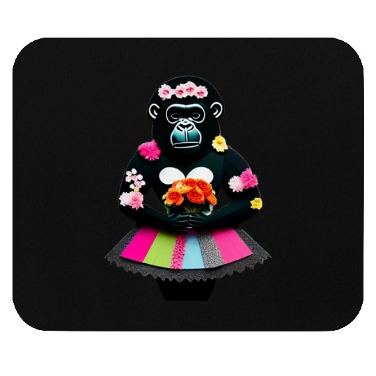 Blooming Beauty A Gorilla with Flowers and Tutu Mouse Pads