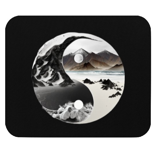 Ying Yang - mountains - beach Mouse Pads