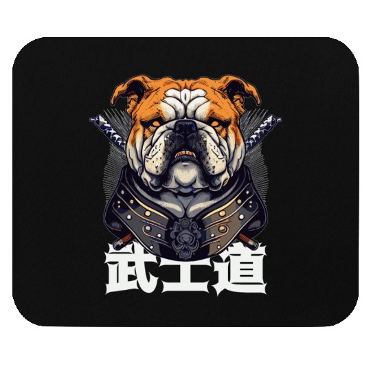 Japanese Samurai Bushido Bulldog Katana Pet Dog Mouse Pads