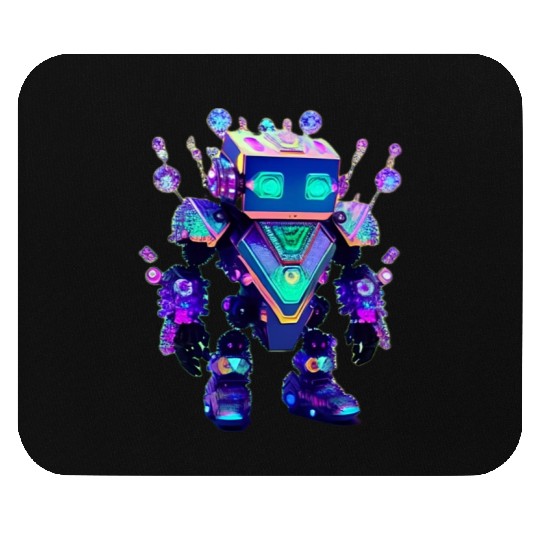 Gemstone Guardian Robot Made of Sparkling Crystals Mouse Pads