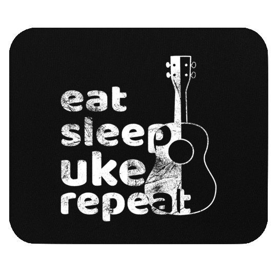 eat sleep uke repeat! white Mouse Pads