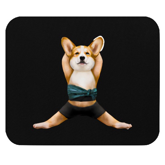 Corgi dog in yoga pose Mouse Pads