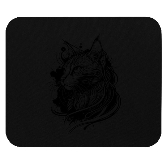Cute Space Cat In Tattoo Style Mouse Pads