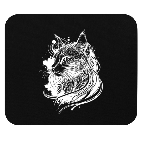 Cute Space Cat In Tattoo Style Mouse Pads