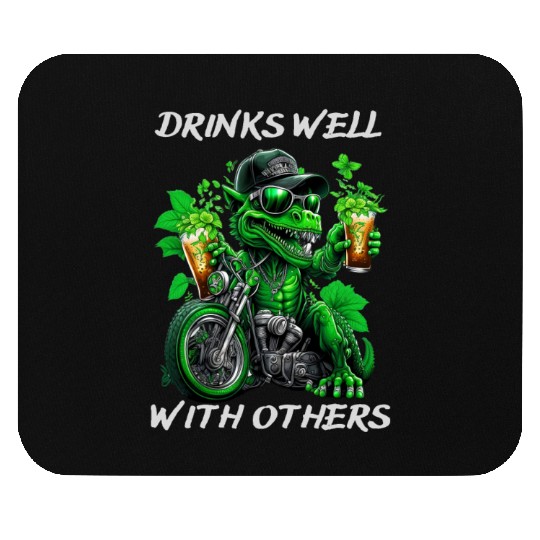 Drinks well with others st patrick's day Dinosaur Mouse Pads