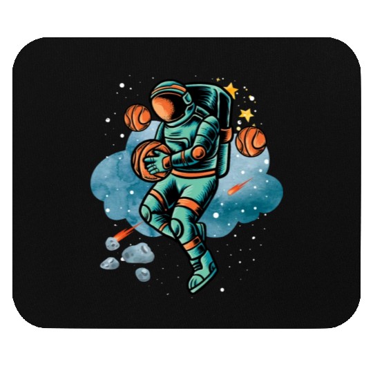 Blue and Orange Illustrated Astronaut Galaxy Mouse Pads
