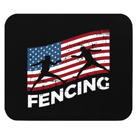 Fencing Usa Flag Fencer Patriotic Mouse Pads