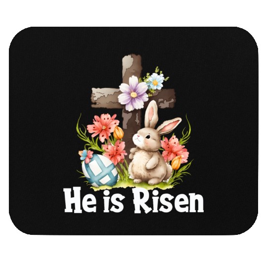 He Is Risen Cute Bunny Christianity Cross Mouse Pads