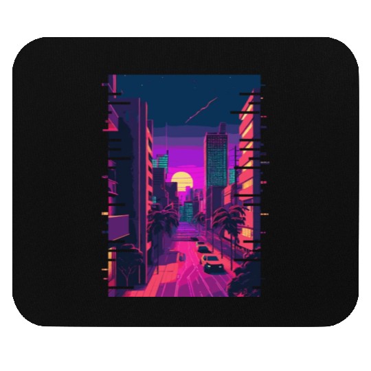 Japanese City Indie Aesthetic Glitch Art 80s 90s V Mouse Pads