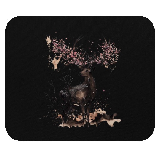 Deer Cherry blossoms Sakura tree Sumie Mouse Pads