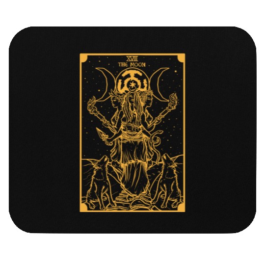 The Goddess Hecate in The Moon Tarot Card (Gold) Mouse Pads