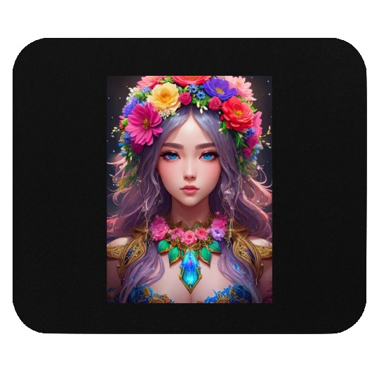 Spring Girl with a bouqet of flowers garland #12 Mouse Pads