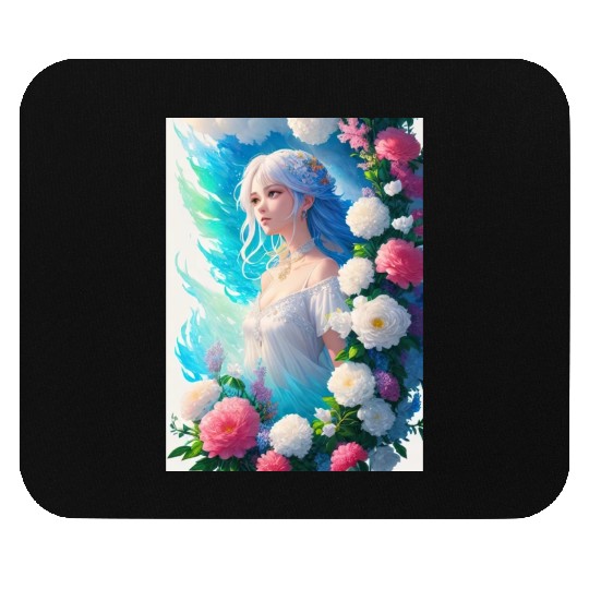 Spring Girl with a bouqet of flowers garland #22 Mouse Pads