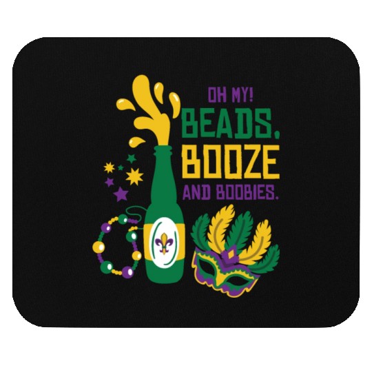 Mardi Gras Carnival Mask Beer Beads Boobies Mouse Pads