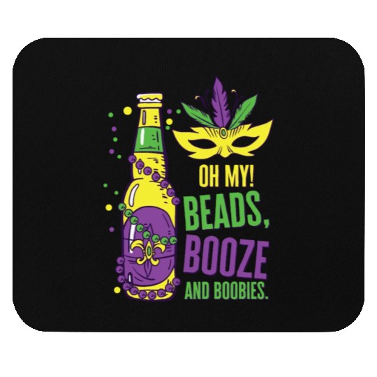 Mardi Gras Carnival Mask Beer Beads Boobies Mouse Pads