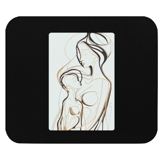 Black, Gold & White Abstract Mother & Daughter Mouse Pads