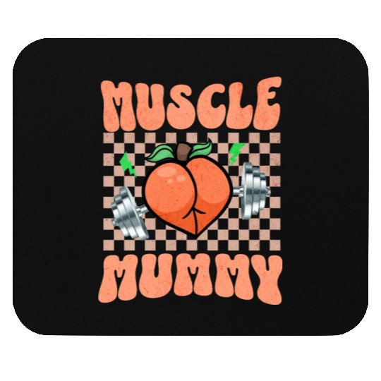 Muscle Mommy Gym Bodybuilder and Weightlifting Gif Mouse Pads