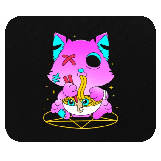 Pastel Goth Ramen Cat Kawaii Anime Japanese Mouse Pads