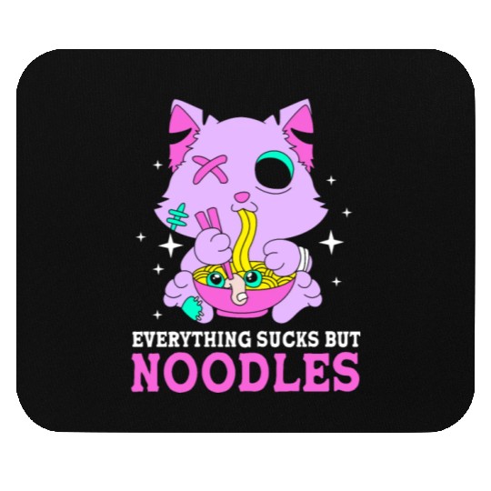 Pastel Goth Cat Ramen Everything Sucks But Noodles Mouse Pads